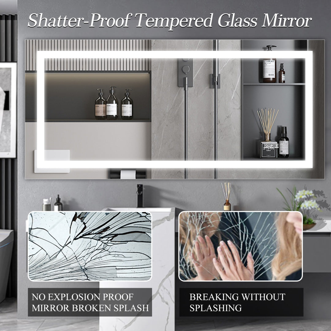 72x36 LED Bathroom Mirror - Anti-Fog & Touch Sensor Lighted