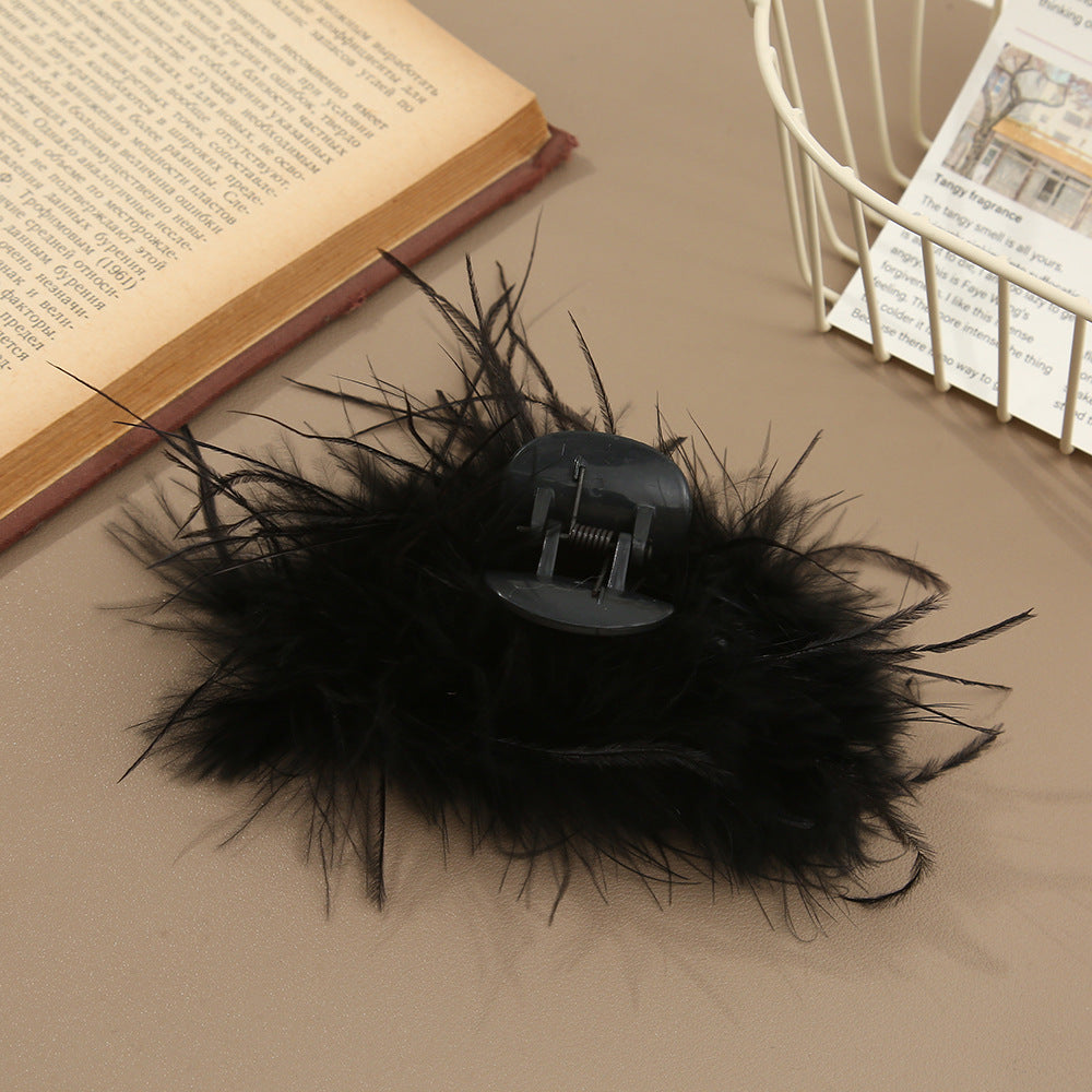 Ostrich Feather Grab Clip Hair Clip Microfiber