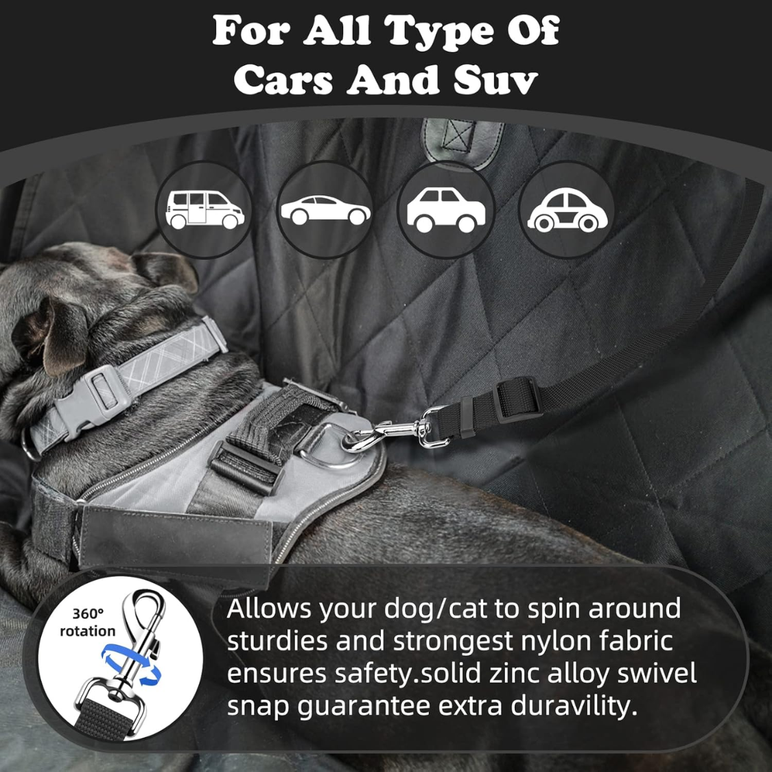Dog Car Seat Belt Restraint with Adjustable Nylon Tether - Safe Travel Accessory