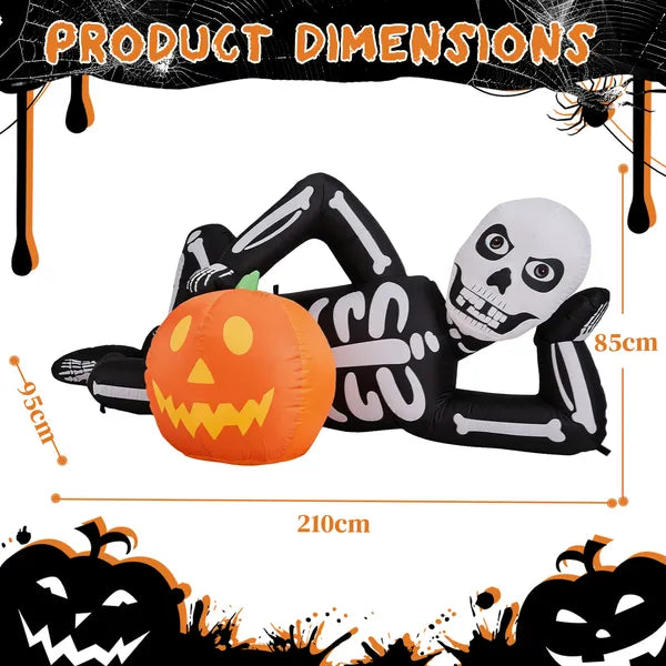 7ft Inflatable Halloween Skeleton Decor with LED Lights