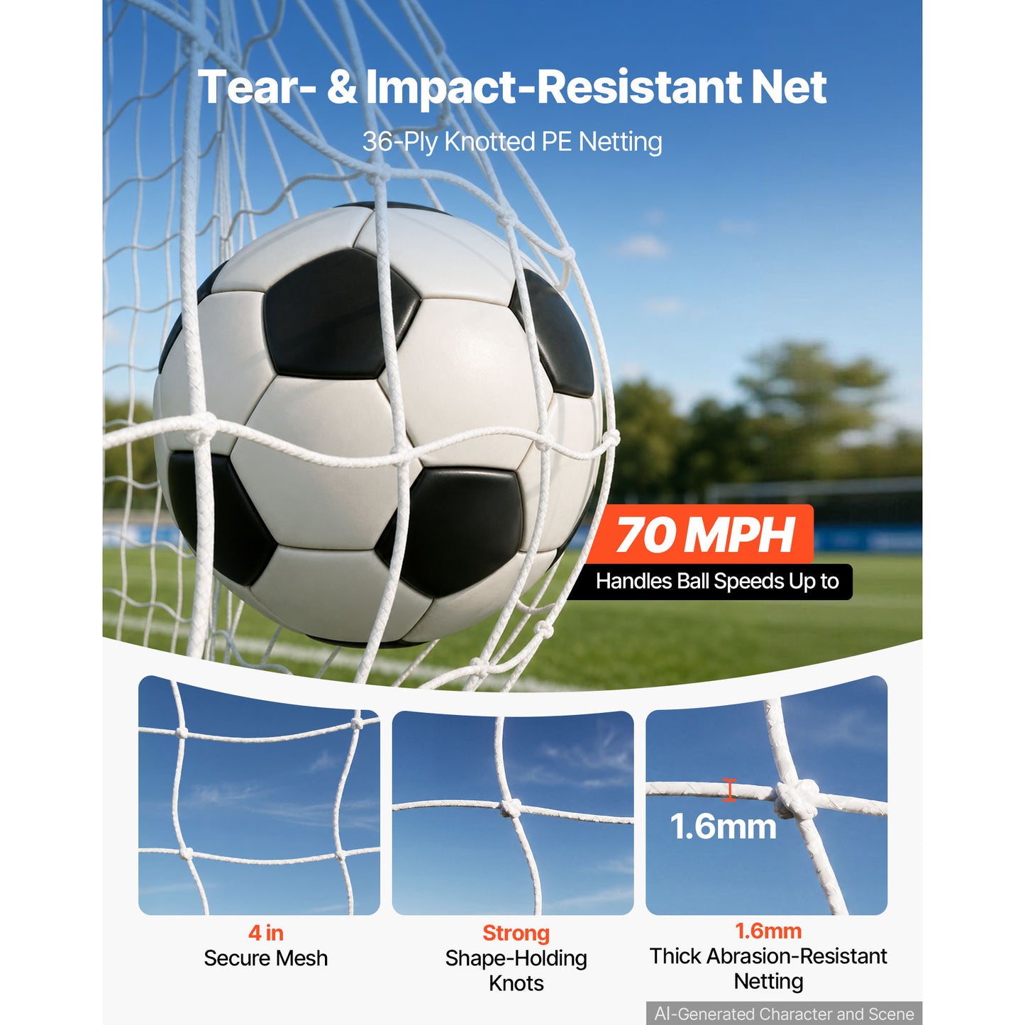 Large Soccer Goal 16x7 FT for Backyard Outdoor Sports Training Equipment