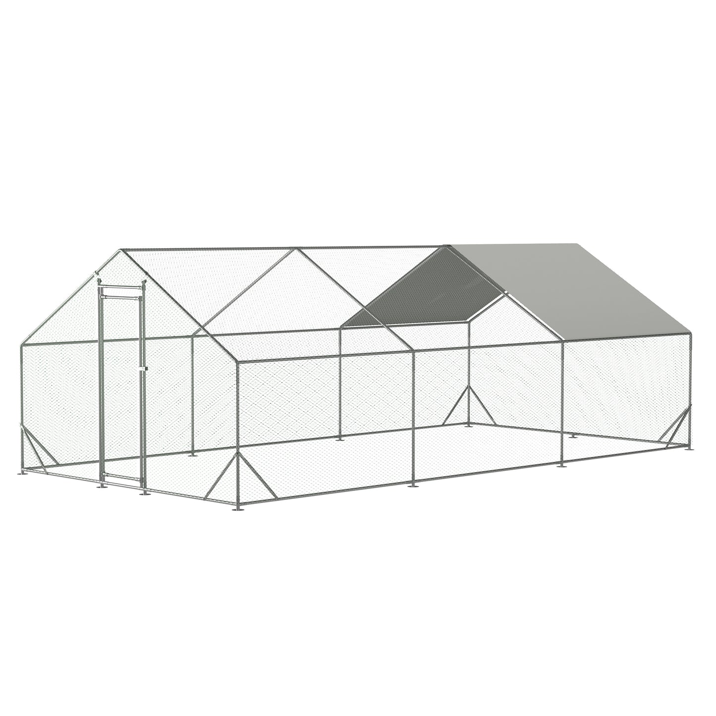 Large Metal Chicken Coop Walk-In Poultry Cage with Waterproof Cover - Multiple Sizes