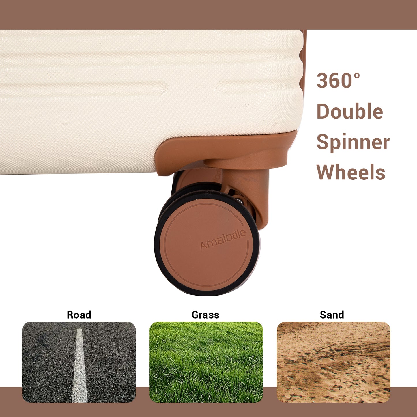 6-Piece Hard Shell Luggage Set with TSA Lock - Beige