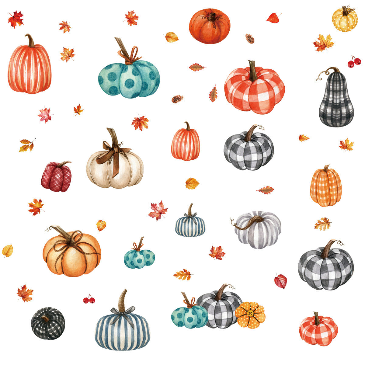 9 Sheets Pumpkin Static Cling Window Stickers - Thanksgiving Decor