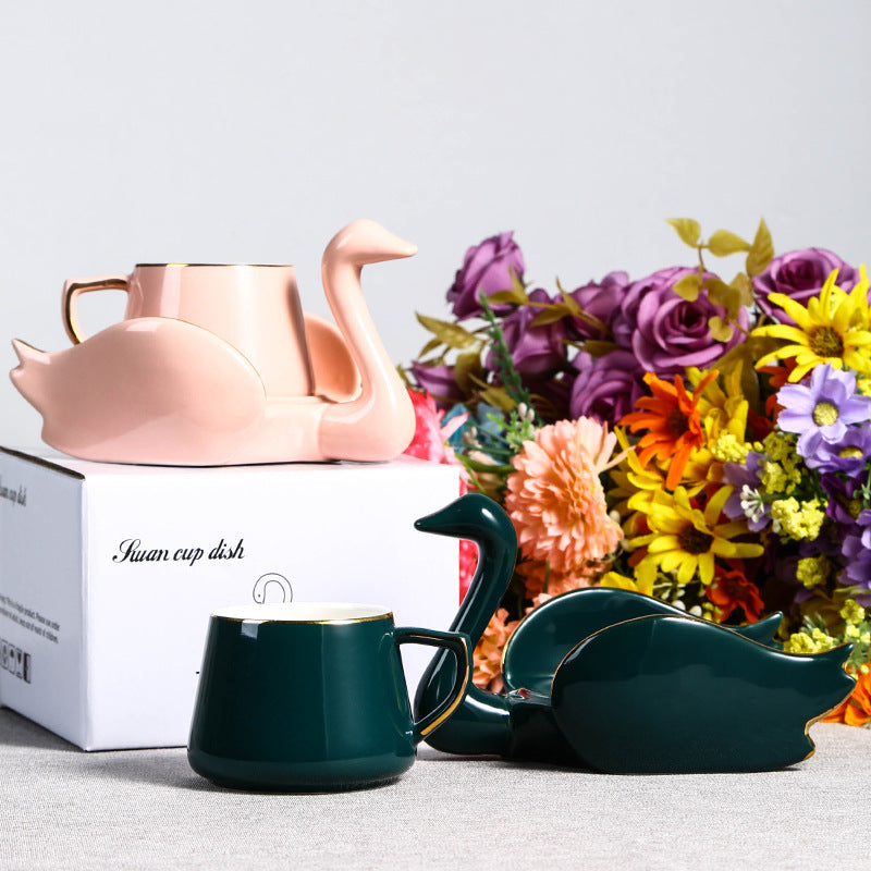 Ceramic Swan Coffee Cup - Multiple Colors, 101-200ml, Stylish Drinkware
