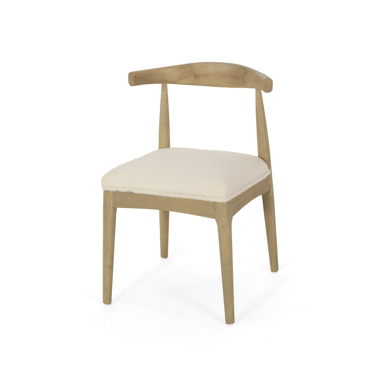 Mid-Century Modern Dining Chair Set of 2 - Ivory Upholstered