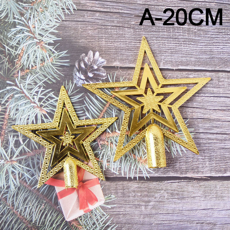 Christmas Tree Topper Star 10-20cm Electroplated Flat Five-Pointed Decoration