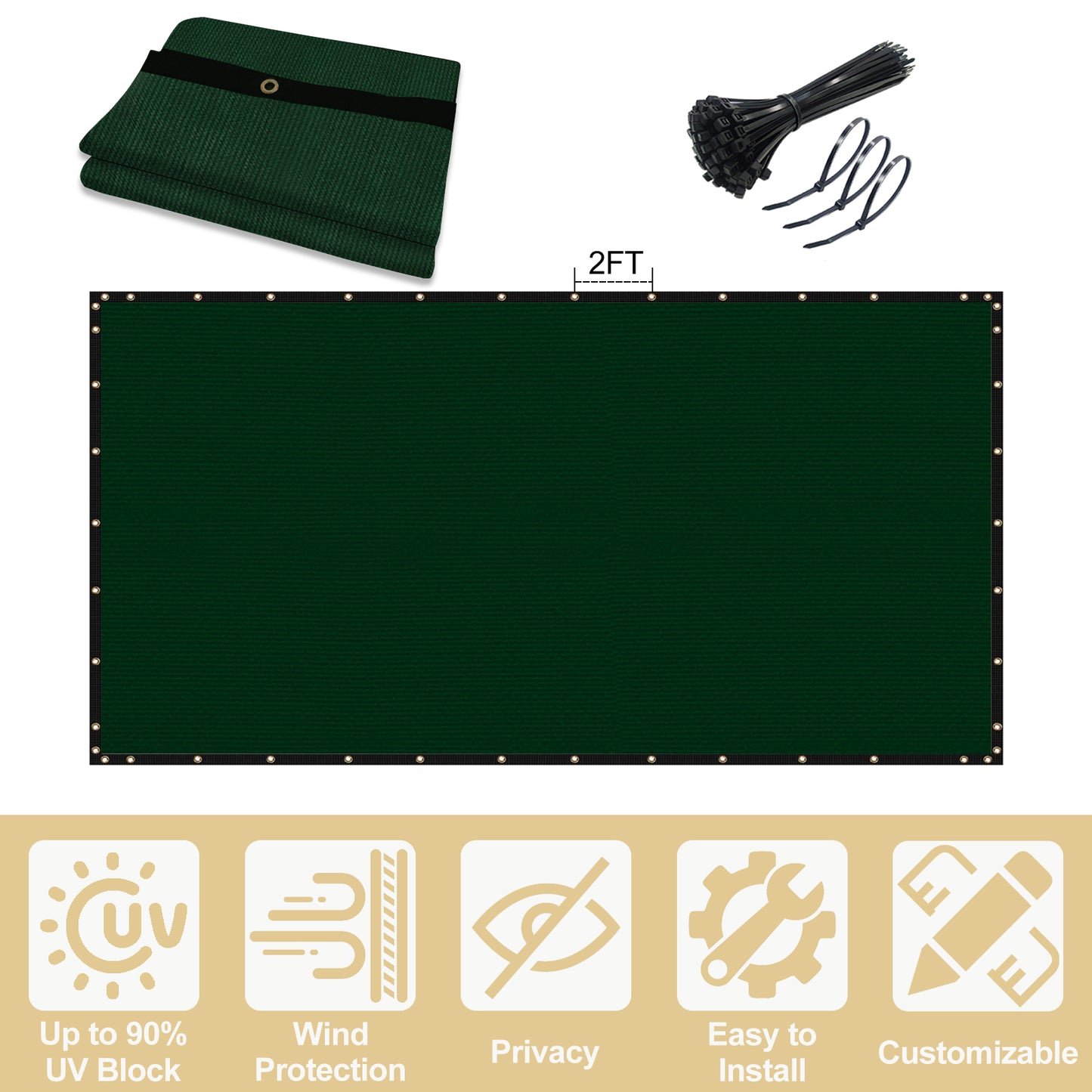 8x50ft Privacy Fence Screen - Sun-Resistant HDPE Garden Barrier, Multiple Colors
