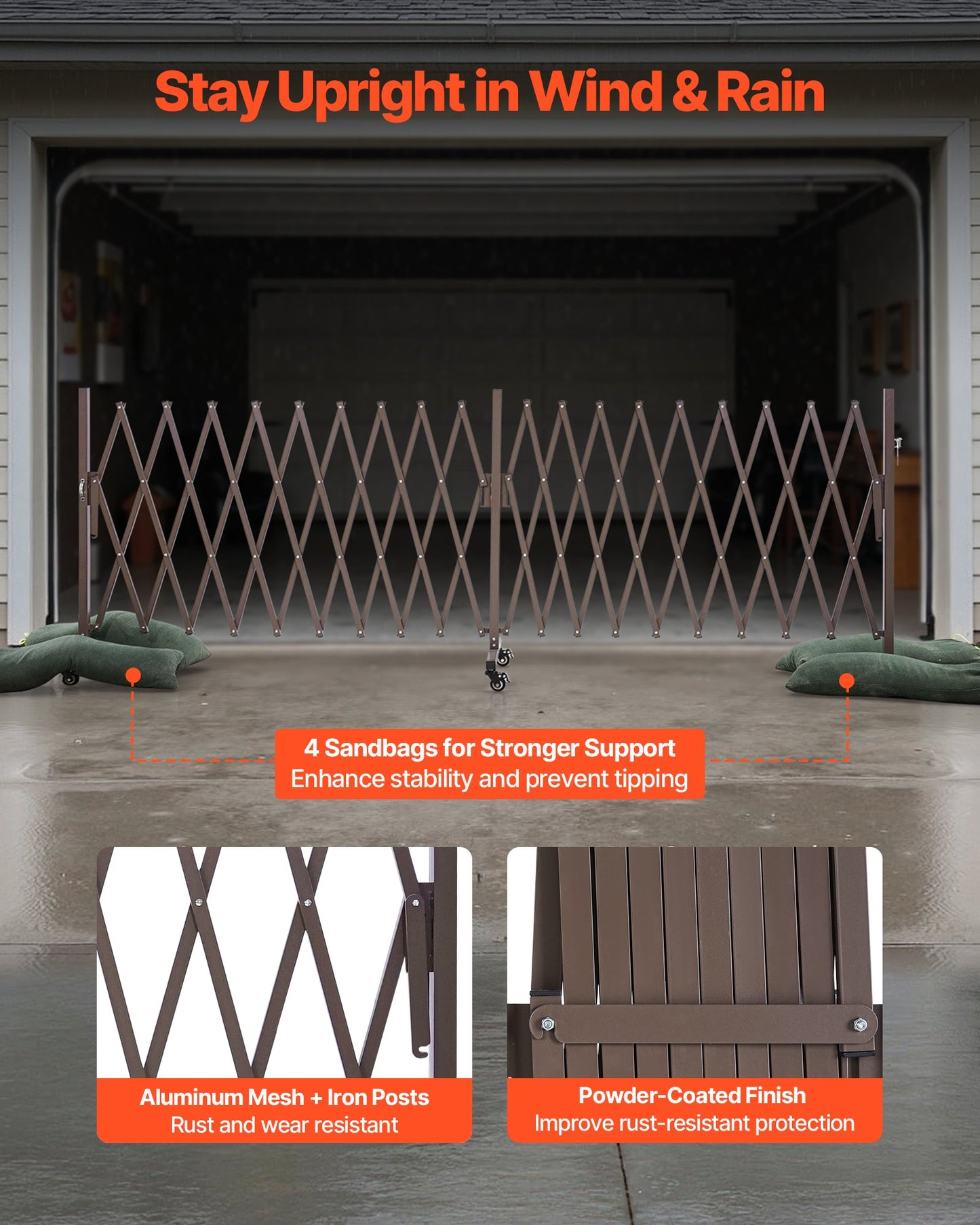 20FT Expandable Safety Barricade with Locking Casters for Garden & Patio
