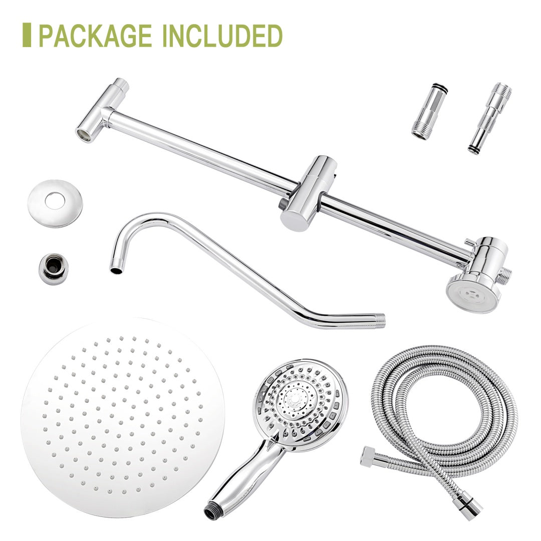 10-Inch Round Shower Set with Hand Shower - Chrome Dual Heads