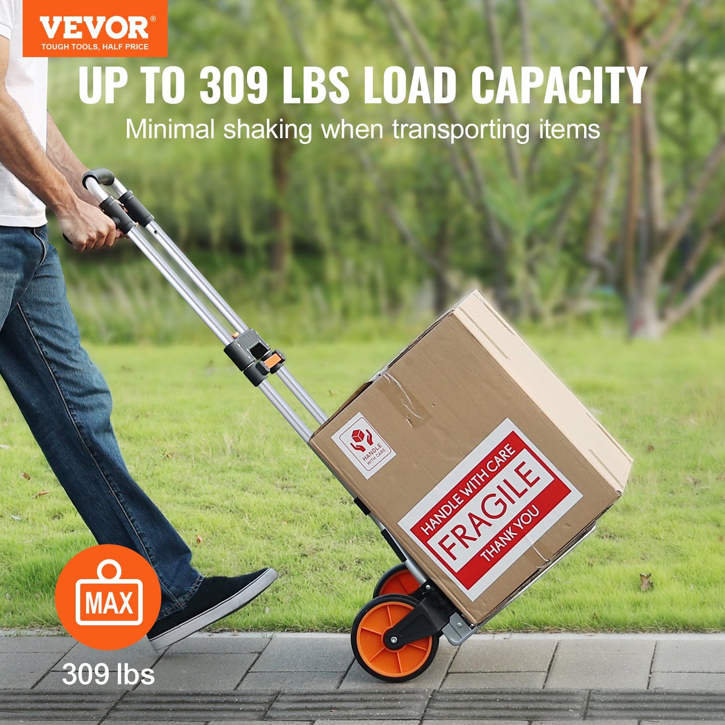 Folding Hand Truck 309 Lb Capacity Aluminum Portable Dolly with Telescoping Handle