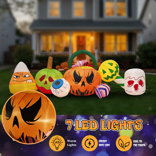 8FT Inflatable Halloween Pumpkin Ghost Decoration with LED Lights