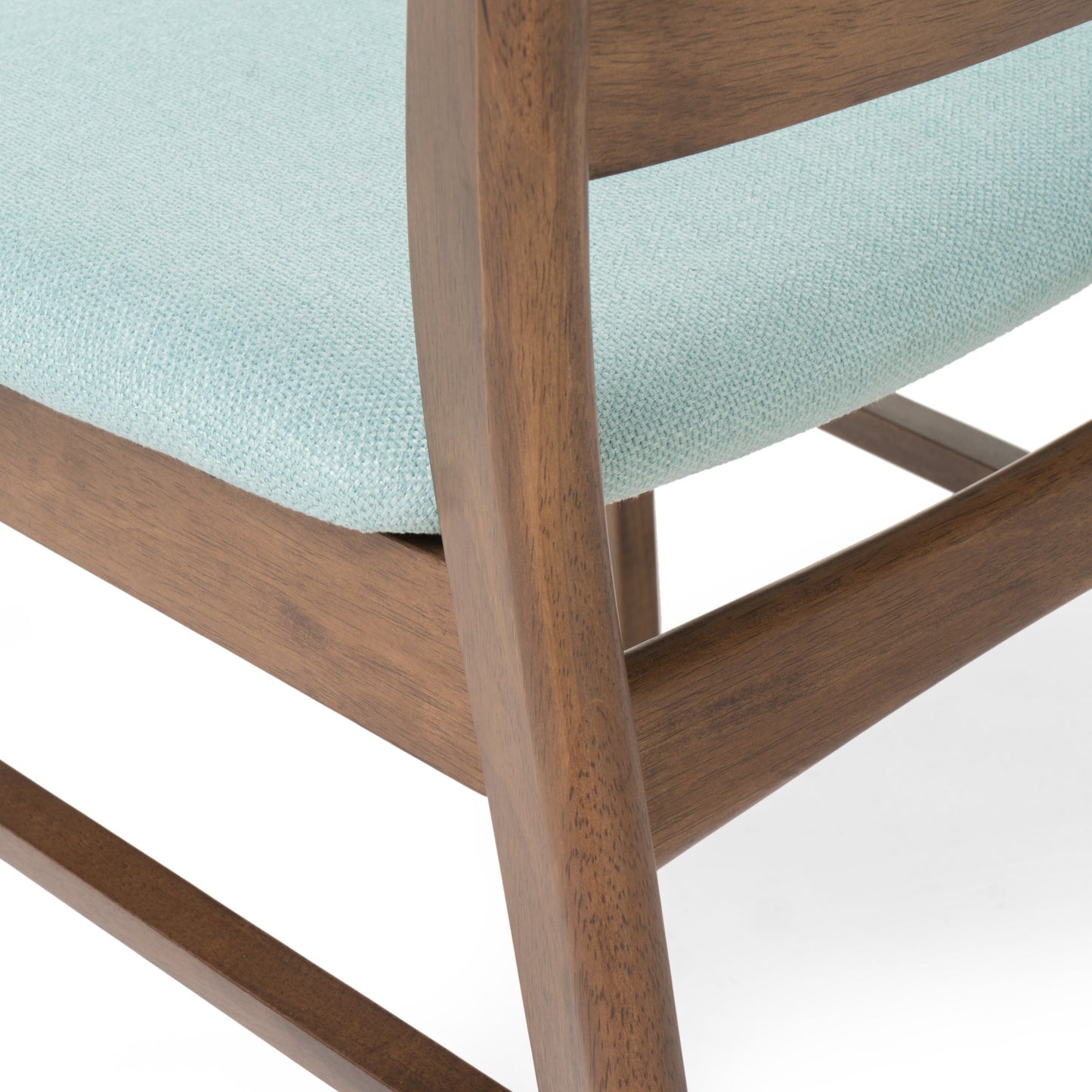 Set of 2 Mid-Century Dining Chairs - Upholstered Seat, Rubberwood Legs