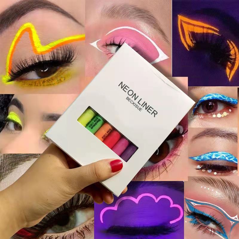 Fluorescent Liquid Eyeliner Set - 8 Colors, Waterproof & Sweat Proof
