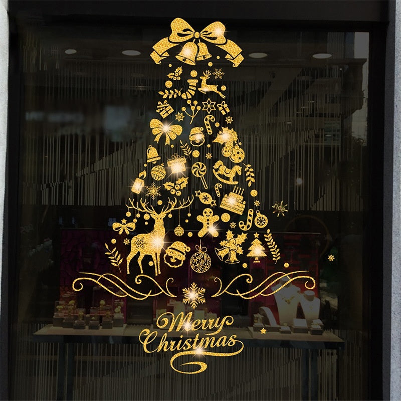 Glitter Decorative Wall Stickers Christmas Snowflake Set for Festive Wall Decor