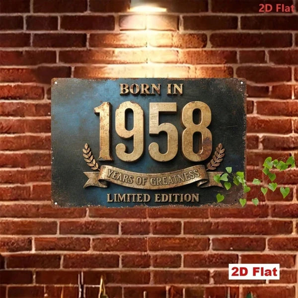 Vintage 1958 Metal Tin Sign - Retro Wall Art Plaque, 7.87x11.81in