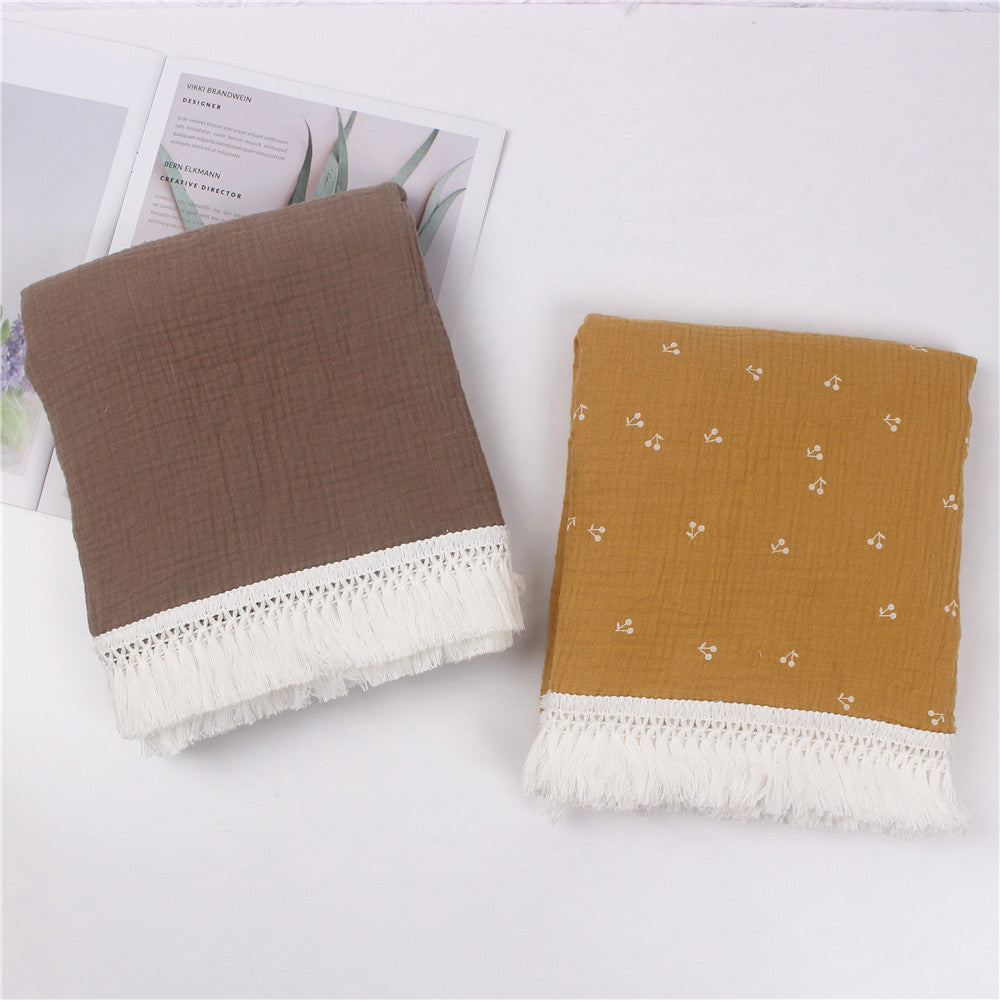 Children's Cotton Tassel Blanket - Baby Bedding 100x120cm, Multiple Colors