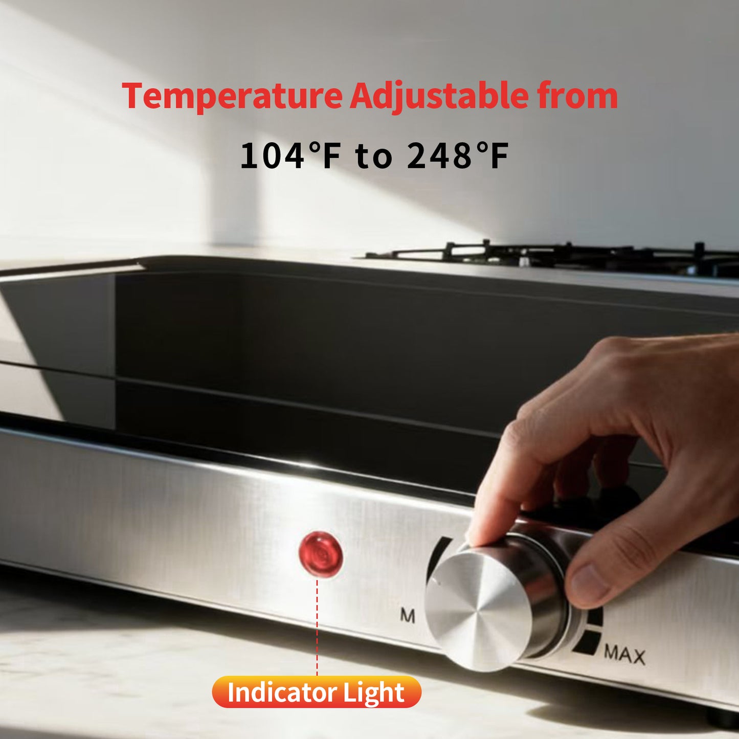 Electric Food Warming Tray with Adjustable Temperature - 22in