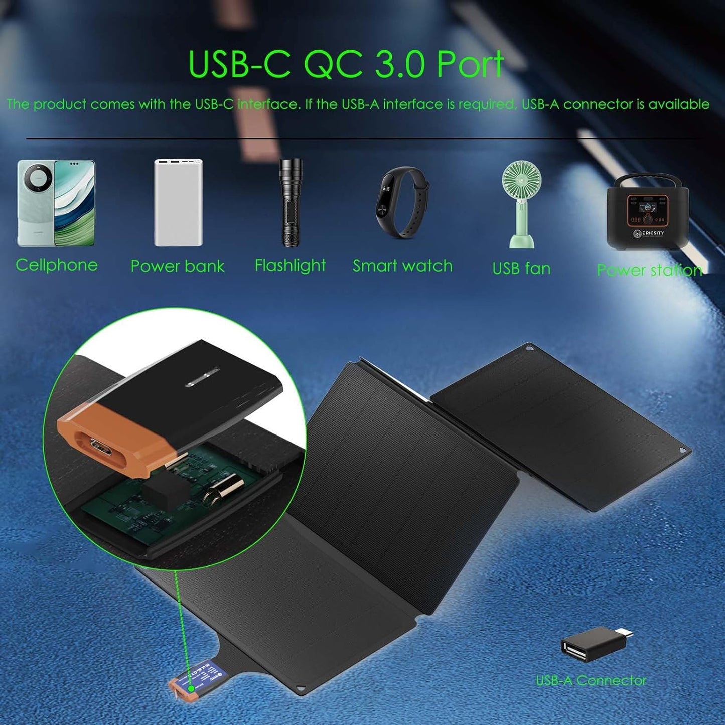 36W Portable Solar Charger - Foldable USB Solar Panel
