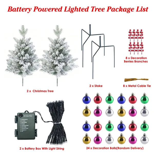 Battery Powered Lighted Christmas Tree Urn Filler - 2 Pcs