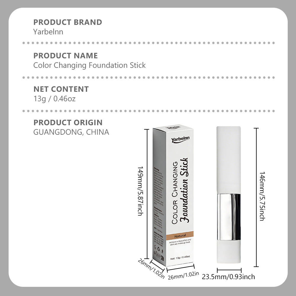 2-in-1 Color Changing Foundation Stick - Moisturizing Makeup 13g