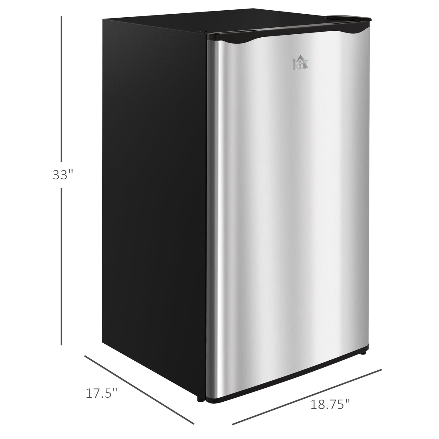 Mini Fridge with Freezer - Compact 3.2 Cu Ft Cooler, Adjustable Thermostat, Reversible Door, Silver