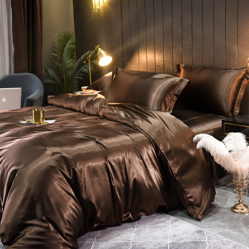 Double-Sided Silk Quilt Cover Set - Four-Piece Bedding Decor