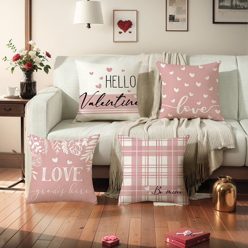 Plaid Heart Valentine's Day Pillow Cover - Home Textiles 45x45cm
