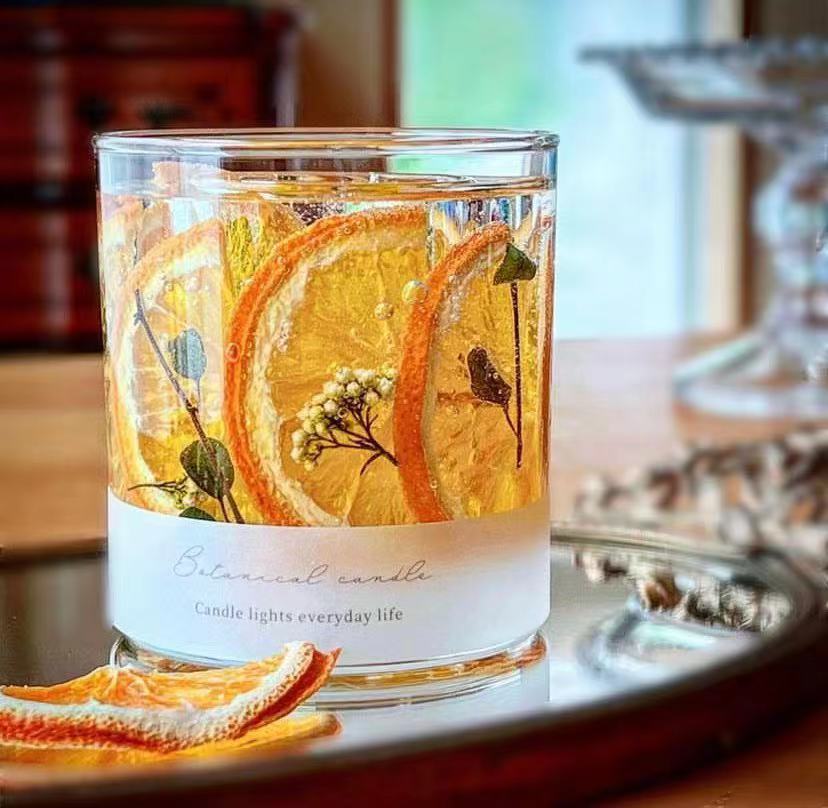 Dried Flower Rose Jelly Aromatherapy Candle Glass Candleholder Home Wedding Gift