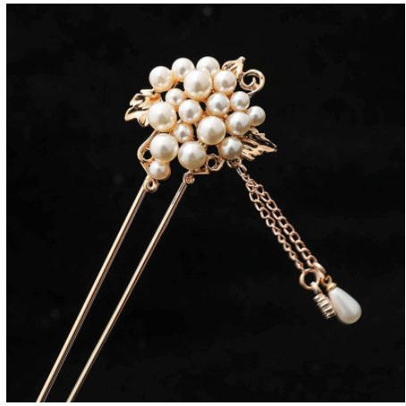 Ancient Style Tassel Hairpin with Flower Design - Vintage Hair Accessory