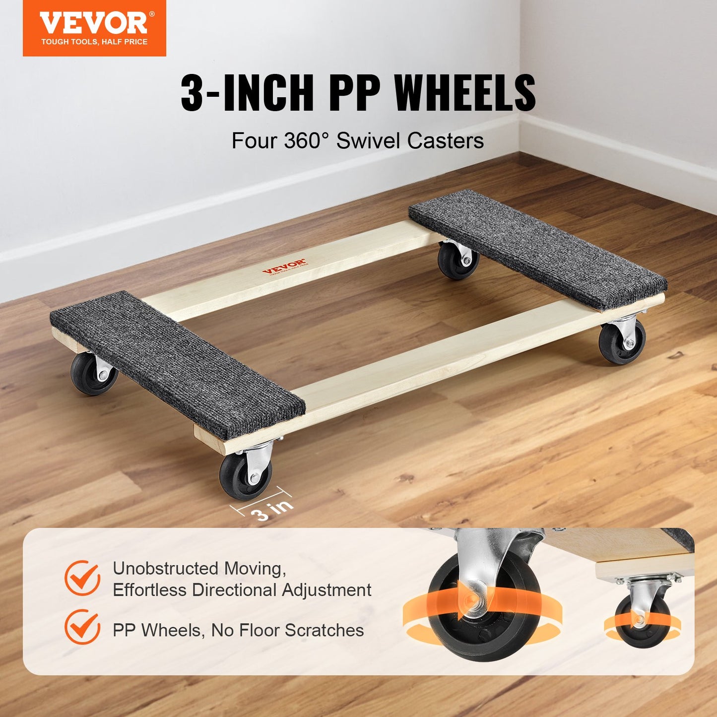 Heavy Duty Furniture Moving Dolly 1000 Lb Load Capacity with Swivel Casters