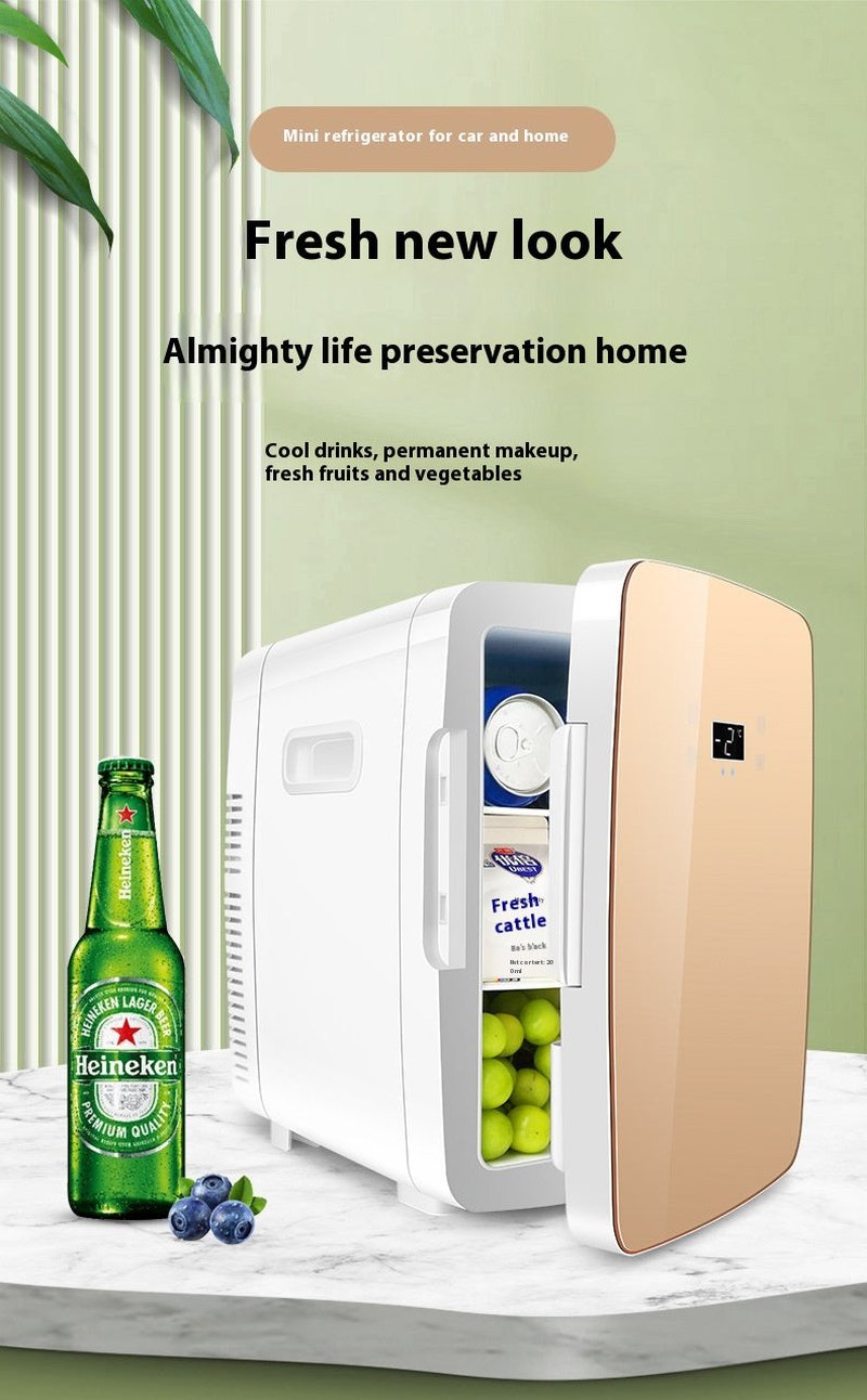 15L Car Refrigerator with Digital Display - Portable Mini Cooler for Dorm & Home