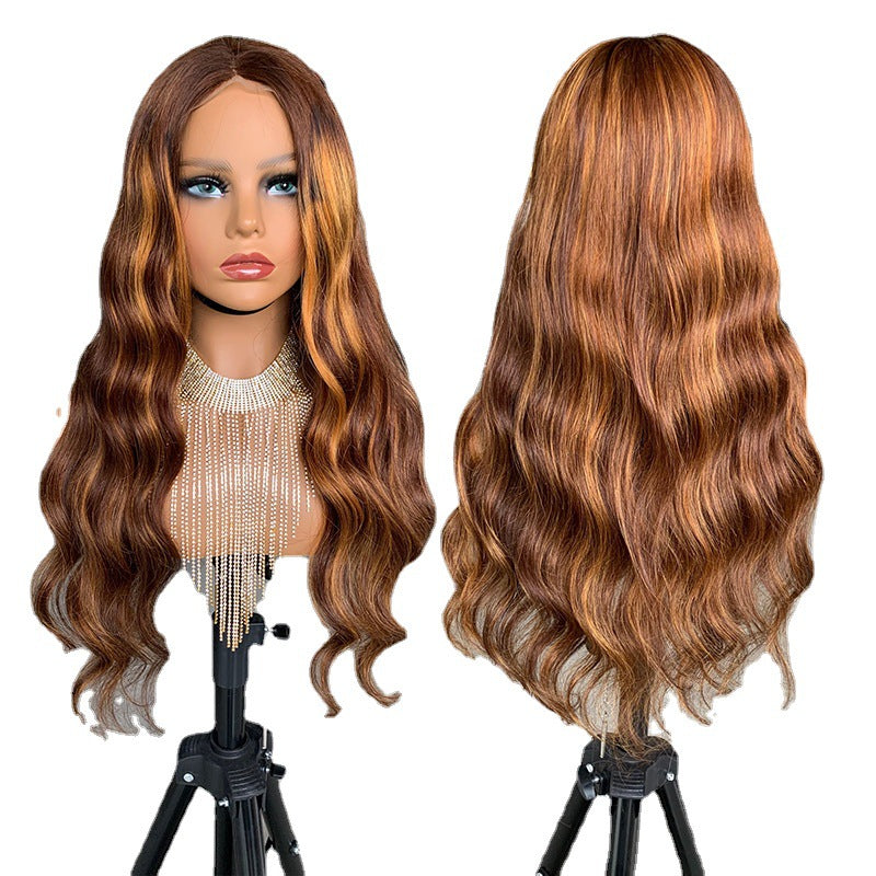 Big Wave Pick Color Bob Wig for Ladies - Real Hair, Medium Length, Brown