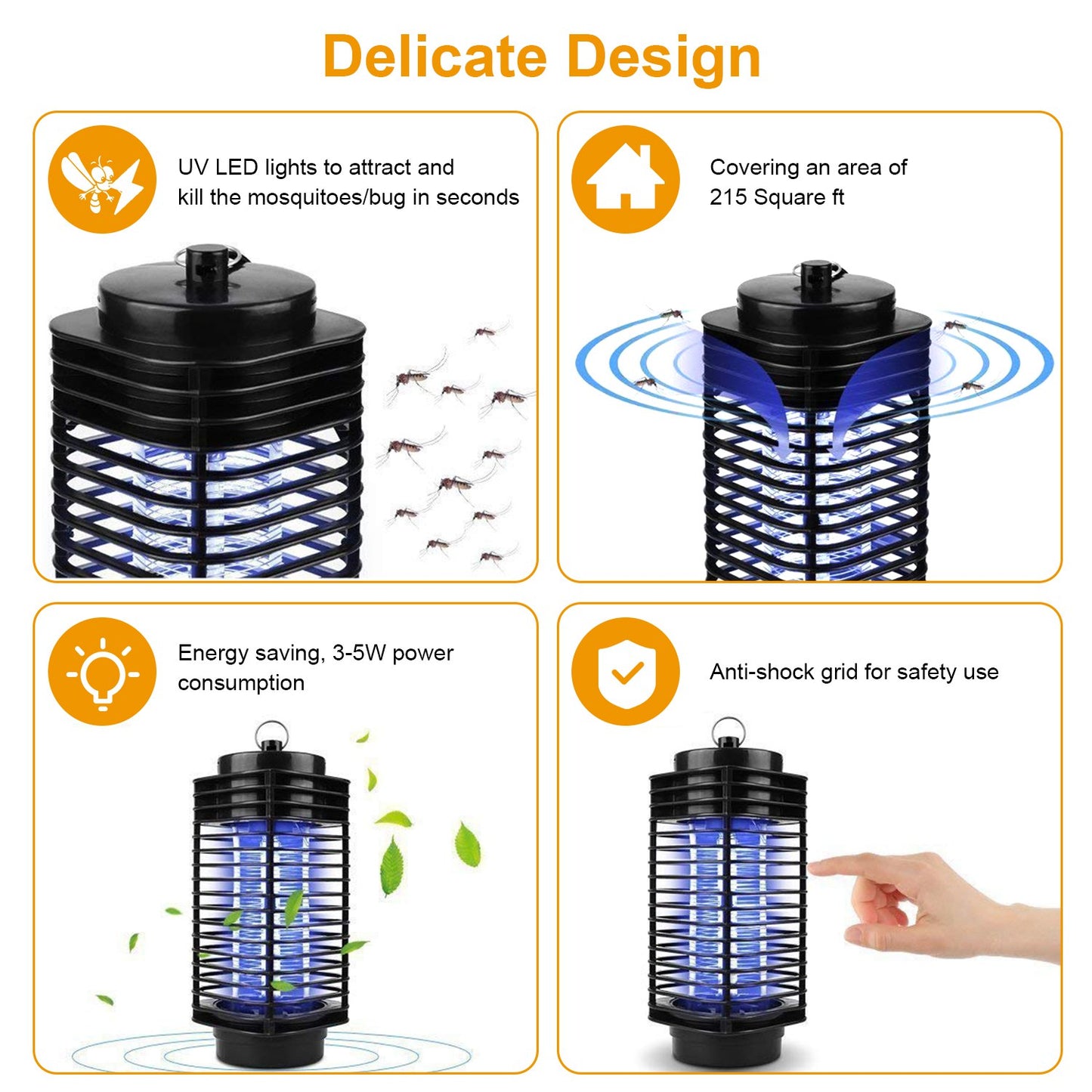Electric Bug Zapper - UV Light Insect Killer for Home & Restaurant