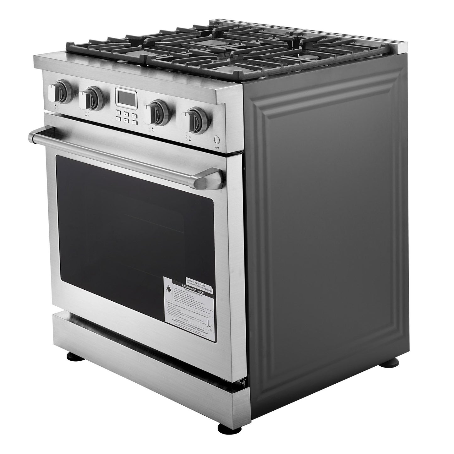 4-Burner Gas Range Oven with Convection - Stainless Steel Kitchen Appliance