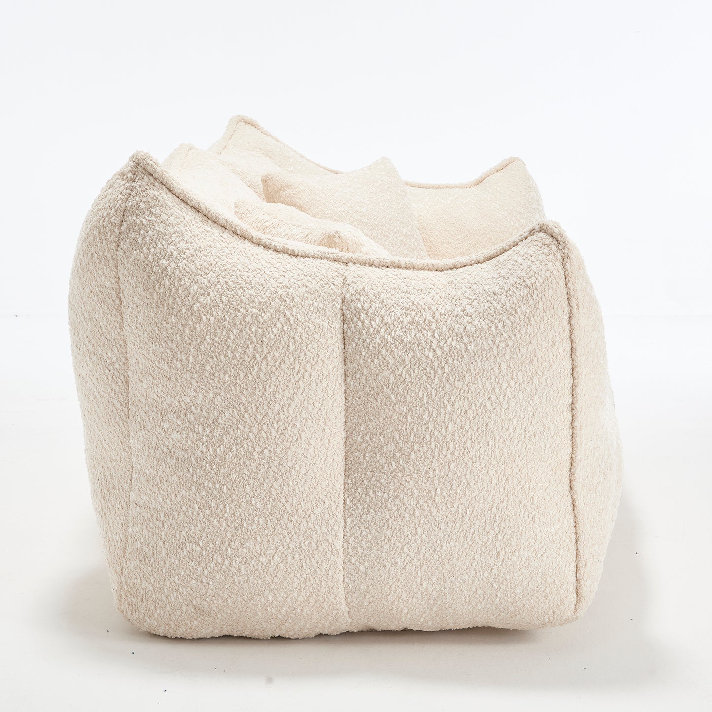 Soft Chenille Beanbag Chair for Two - Beige Recliner Sofa