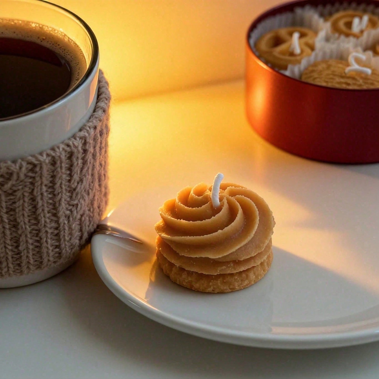 Cookie Shape Scented Candle Set - 4PCS Coffee Milk Aroma