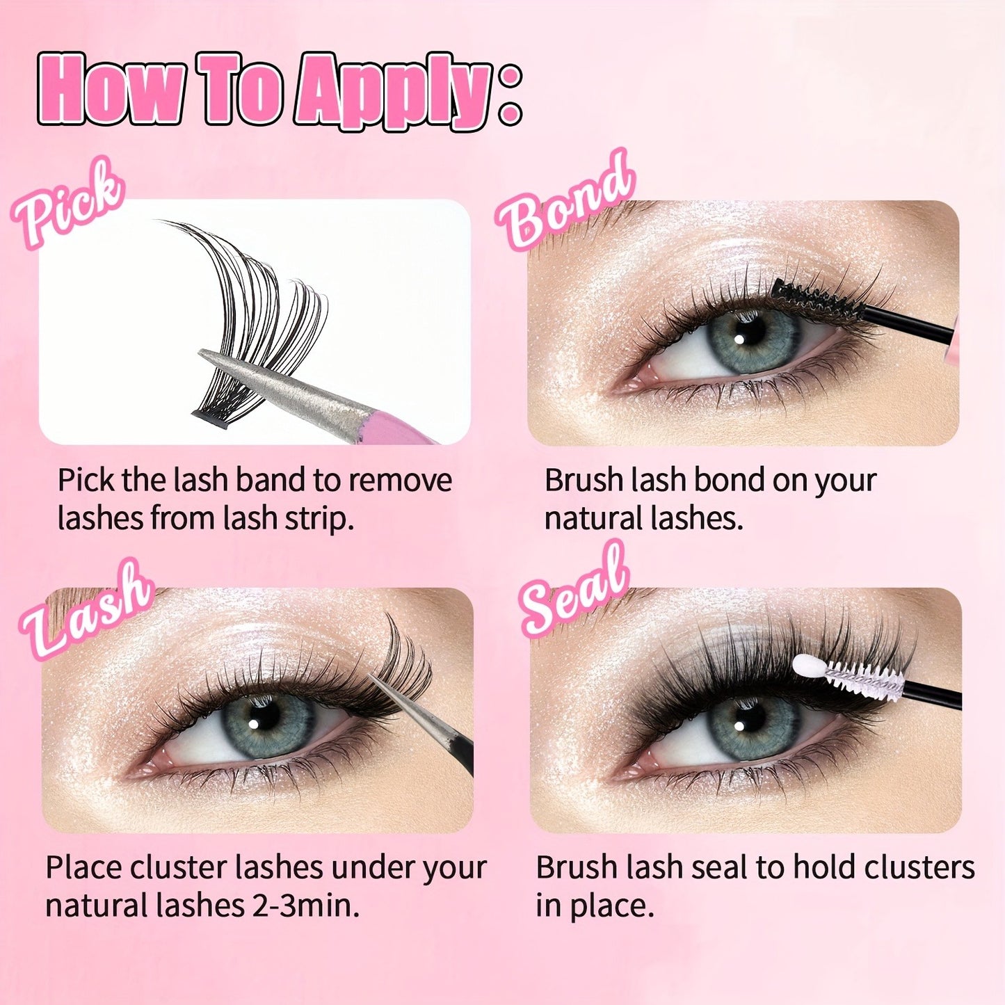 240 Segmented False Eyelash Clusters - 12 Rows of 30D and 40D Mix