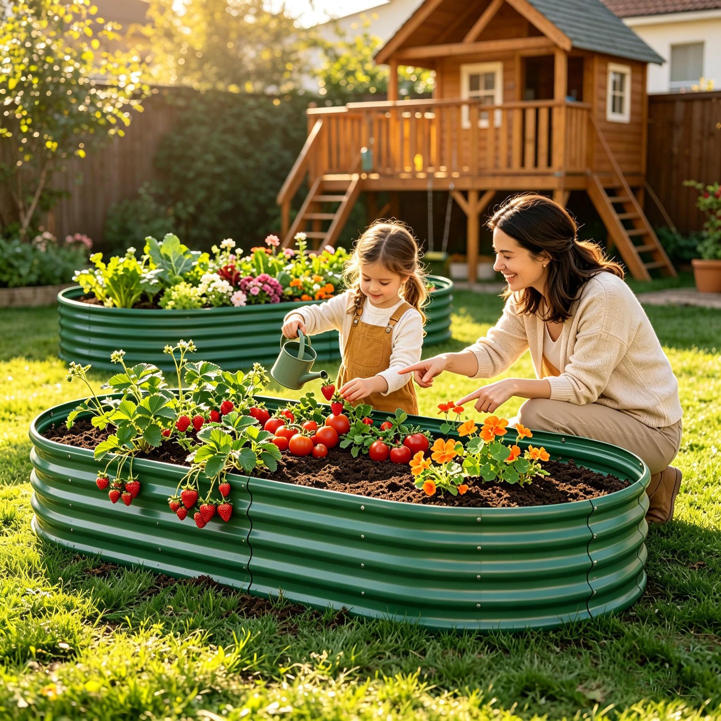 Galvanized Raised Garden Bed 8x4x1ft - Heavy Duty Metal Planter Box