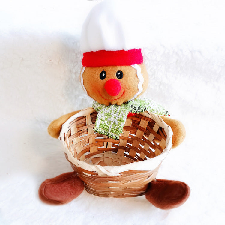 Christmas Decoration Storage Basket with Santa Snowman Elk Candy Holder