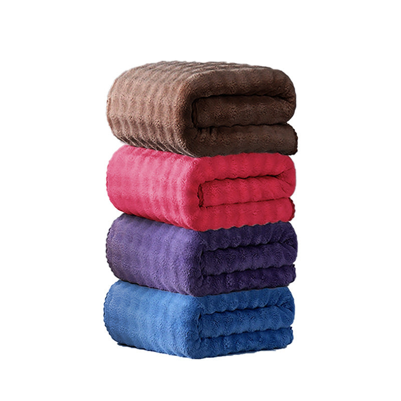 Extra Thick Soft Coral Fleece Bath Towel - Highly Absorbent Large Size