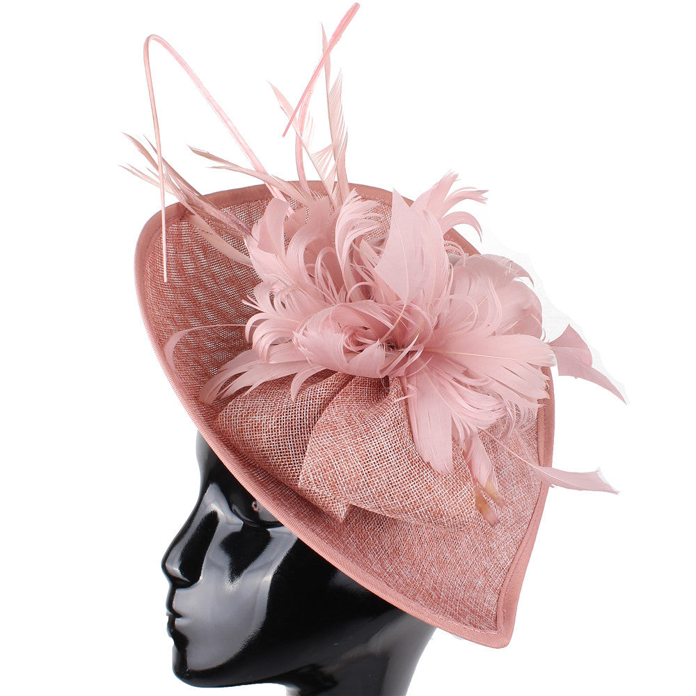 Dome Top Hat with Feathers - Women's Hair Clip