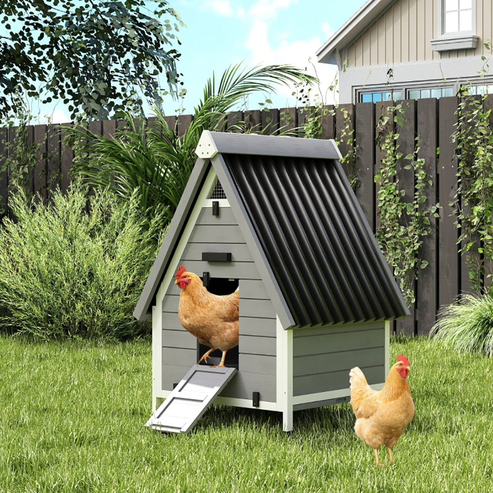 Outdoor Wooden Chicken Coop for 1-2 Chickens with Removable Nesting Box & Ramp