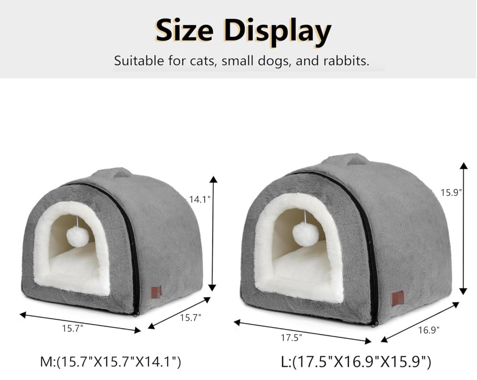 Foldable Indoor Cat Bed with Anti-Slip Water-Resistant Bottom - Cozy Pet House