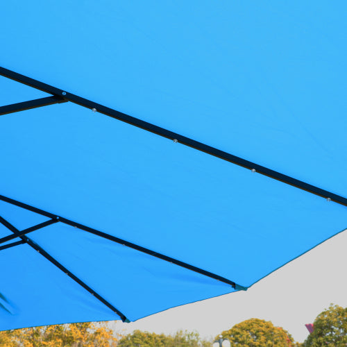 15x9ft Double-Sided Rectangular Patio Market Umbrella - Blue