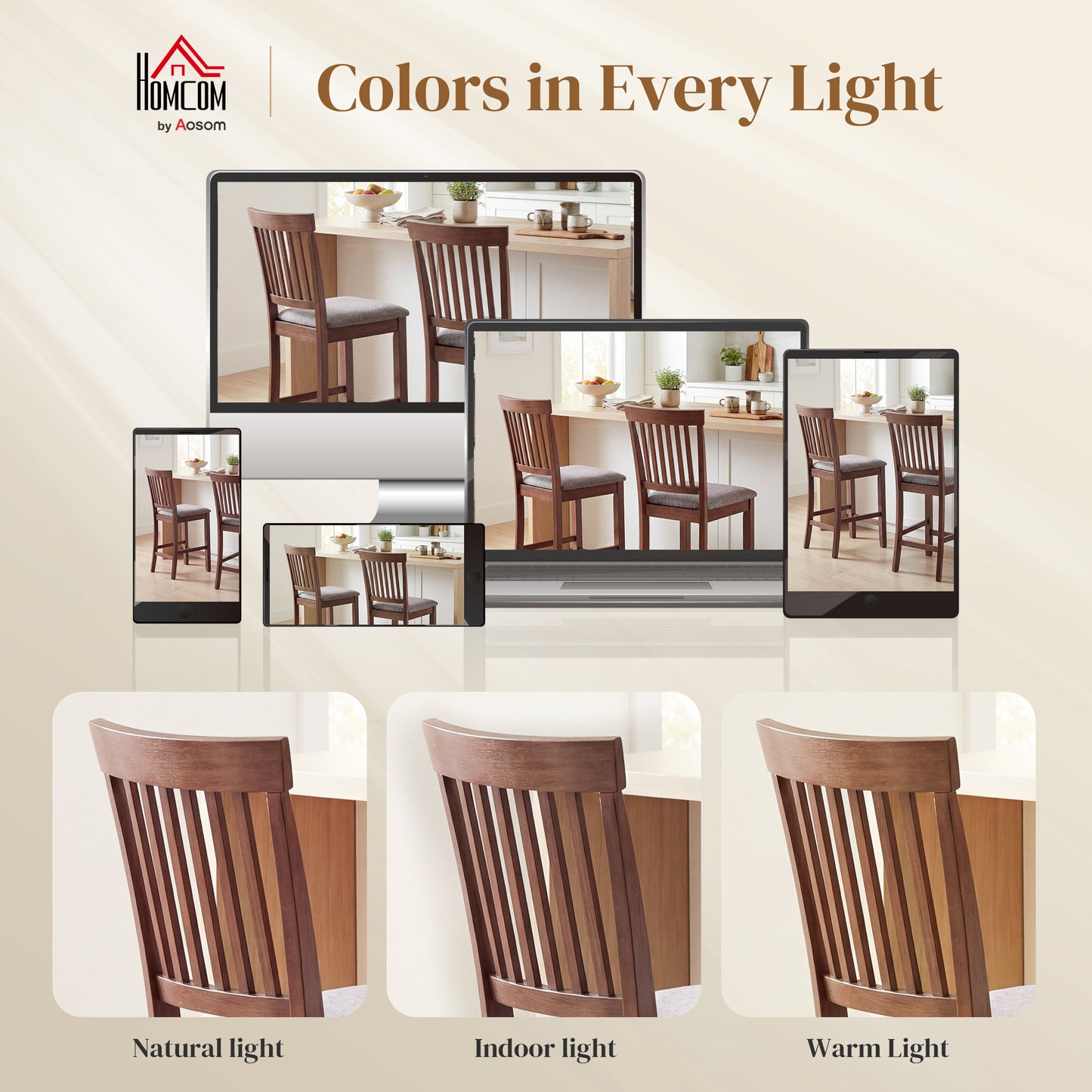 Counter Height Bar Stools with Padded Seat, High Back Kitchen Chairs