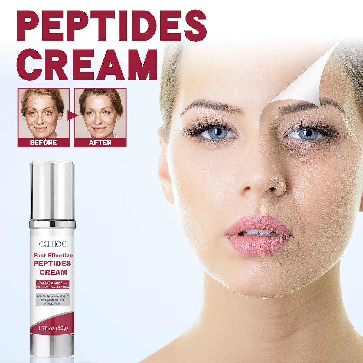 Retinol Hyaluronic Acid Face Moisturizer - Radiance & Hydration Cream 50g