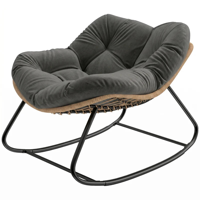 Oversized Rocking Egg Chair with Cushion - Dark Gray