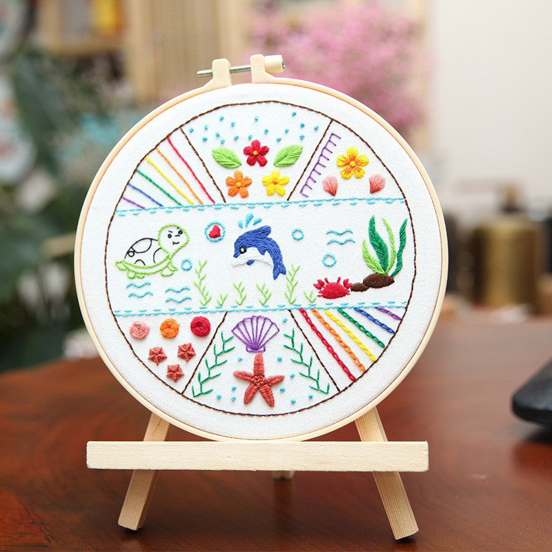 Embroidery Practice Kit with Floral & Animal Patterns - 3-Piece Set for Beginners