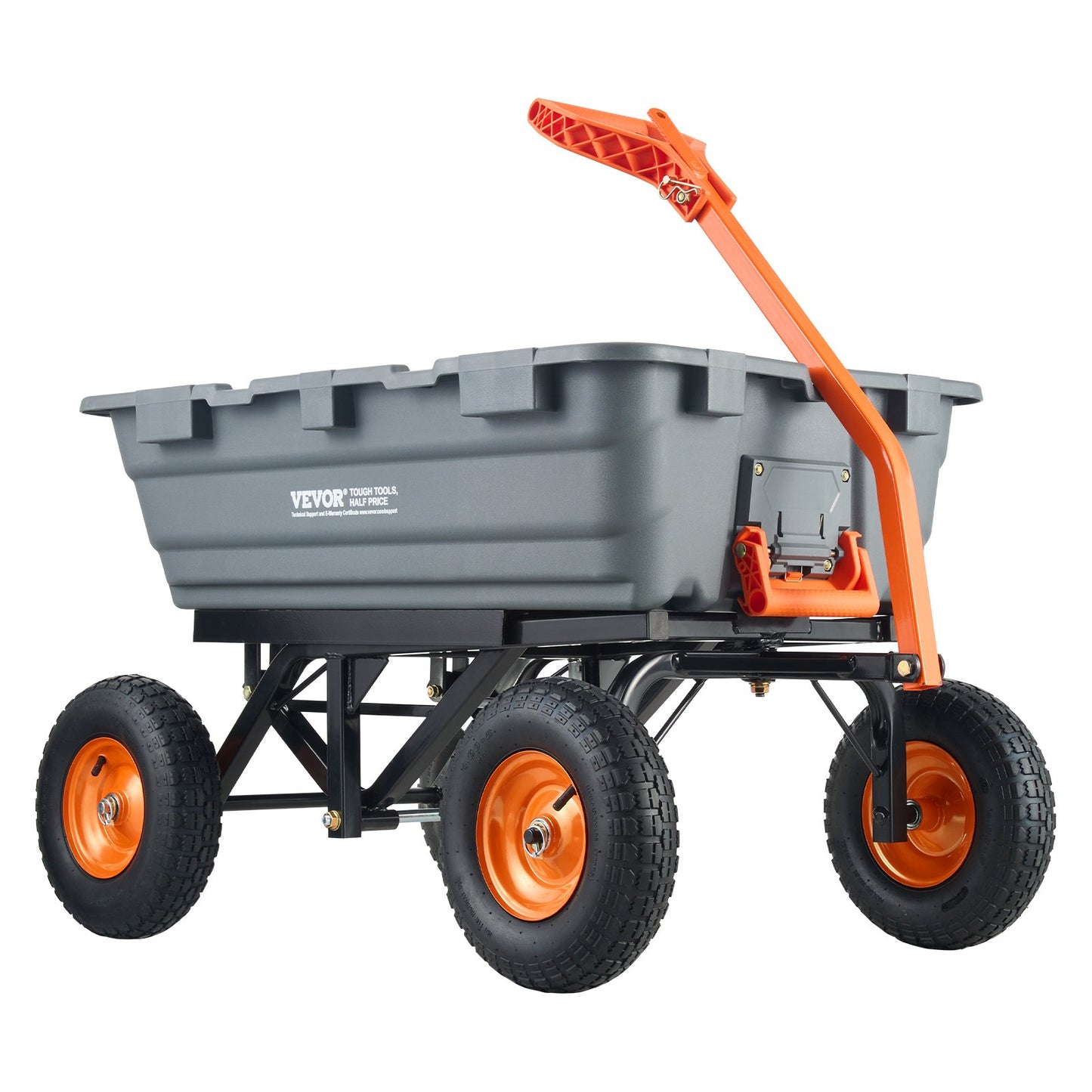 Heavy-Duty Garden Dump Cart 1500 Lbs Capacity with Steel Frame Black